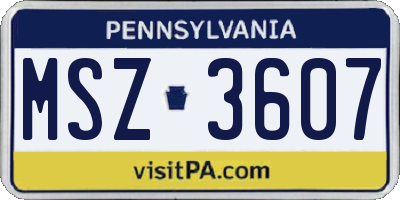 PA license plate MSZ3607