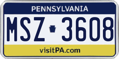 PA license plate MSZ3608