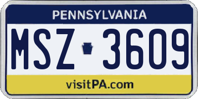 PA license plate MSZ3609