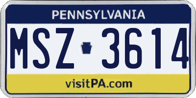 PA license plate MSZ3614