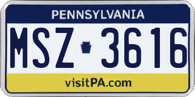PA license plate MSZ3616