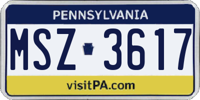 PA license plate MSZ3617