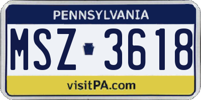 PA license plate MSZ3618