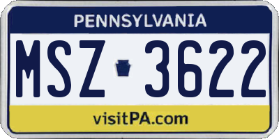 PA license plate MSZ3622