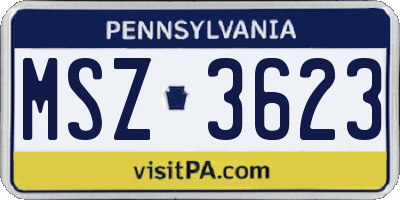 PA license plate MSZ3623