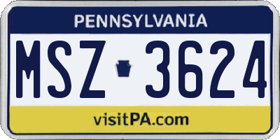 PA license plate MSZ3624