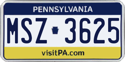 PA license plate MSZ3625