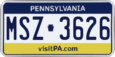 PA license plate MSZ3626