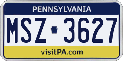 PA license plate MSZ3627