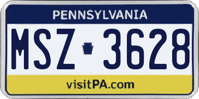 PA license plate MSZ3628