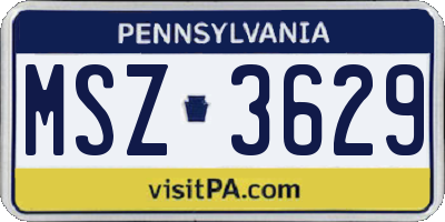 PA license plate MSZ3629