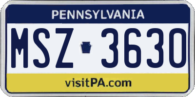 PA license plate MSZ3630