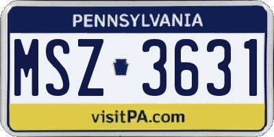 PA license plate MSZ3631
