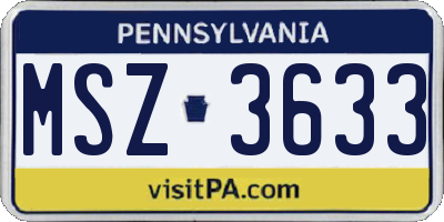 PA license plate MSZ3633