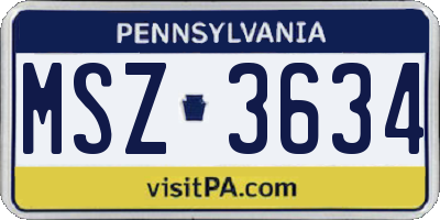 PA license plate MSZ3634