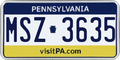 PA license plate MSZ3635