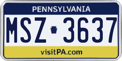 PA license plate MSZ3637