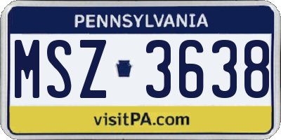 PA license plate MSZ3638