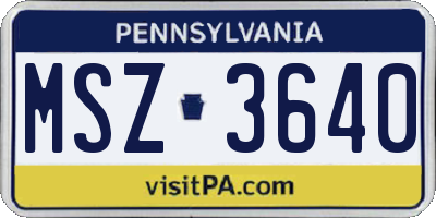PA license plate MSZ3640