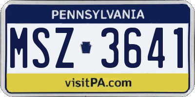 PA license plate MSZ3641