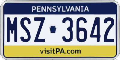 PA license plate MSZ3642