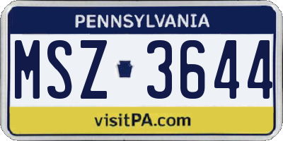 PA license plate MSZ3644