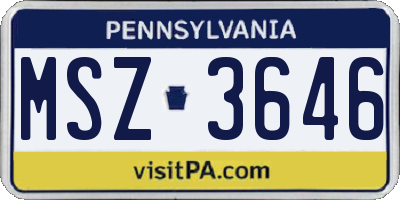 PA license plate MSZ3646