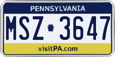 PA license plate MSZ3647