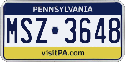 PA license plate MSZ3648