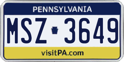 PA license plate MSZ3649