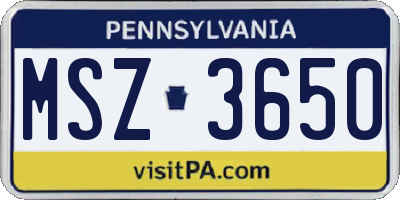 PA license plate MSZ3650