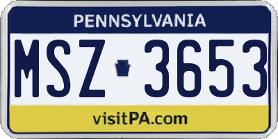 PA license plate MSZ3653