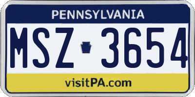 PA license plate MSZ3654