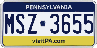 PA license plate MSZ3655