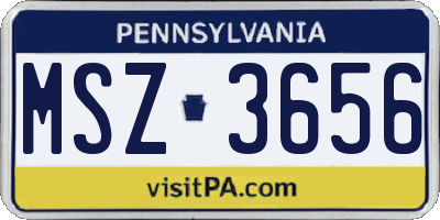 PA license plate MSZ3656