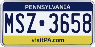 PA license plate MSZ3658