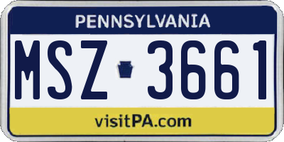 PA license plate MSZ3661