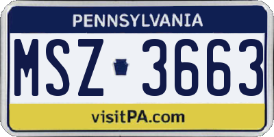 PA license plate MSZ3663