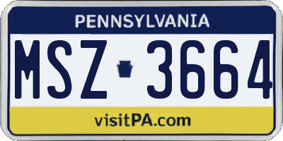 PA license plate MSZ3664