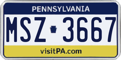 PA license plate MSZ3667