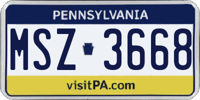 PA license plate MSZ3668