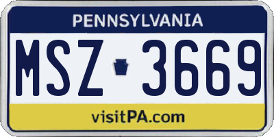 PA license plate MSZ3669