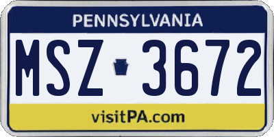 PA license plate MSZ3672