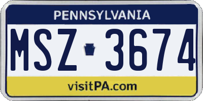 PA license plate MSZ3674