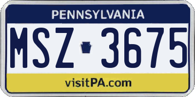 PA license plate MSZ3675