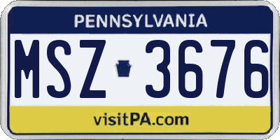 PA license plate MSZ3676
