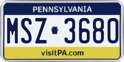 PA license plate MSZ3680