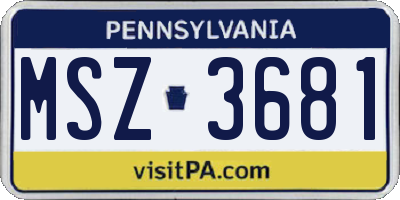 PA license plate MSZ3681