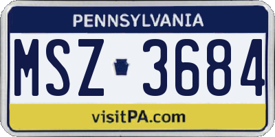 PA license plate MSZ3684