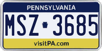 PA license plate MSZ3685